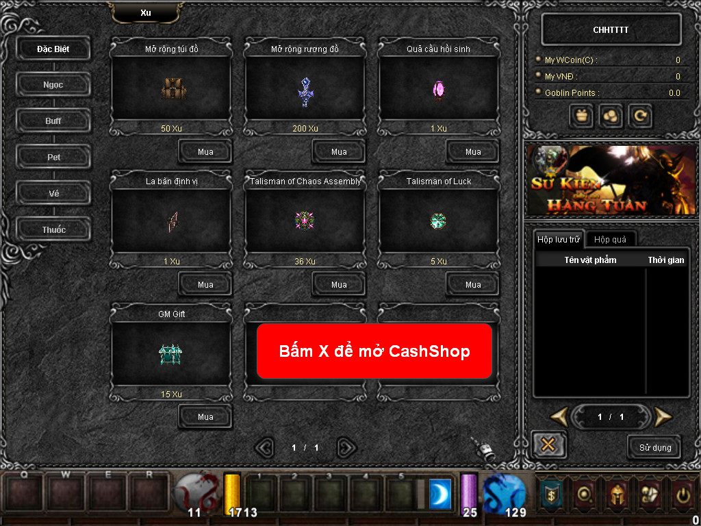 Chức năng chính của Game MU Huyền Bí